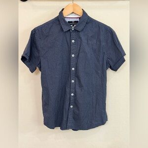 Michael Brandon Men’s Navy Short-Sleeve Button-Down with White Microdots